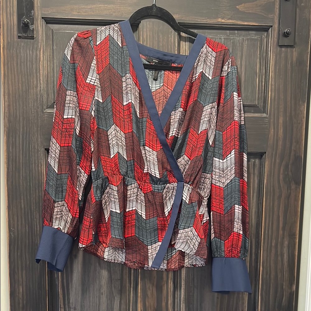 BCBGMaxAzria Wrap Blouse with Cuffed Sleeves